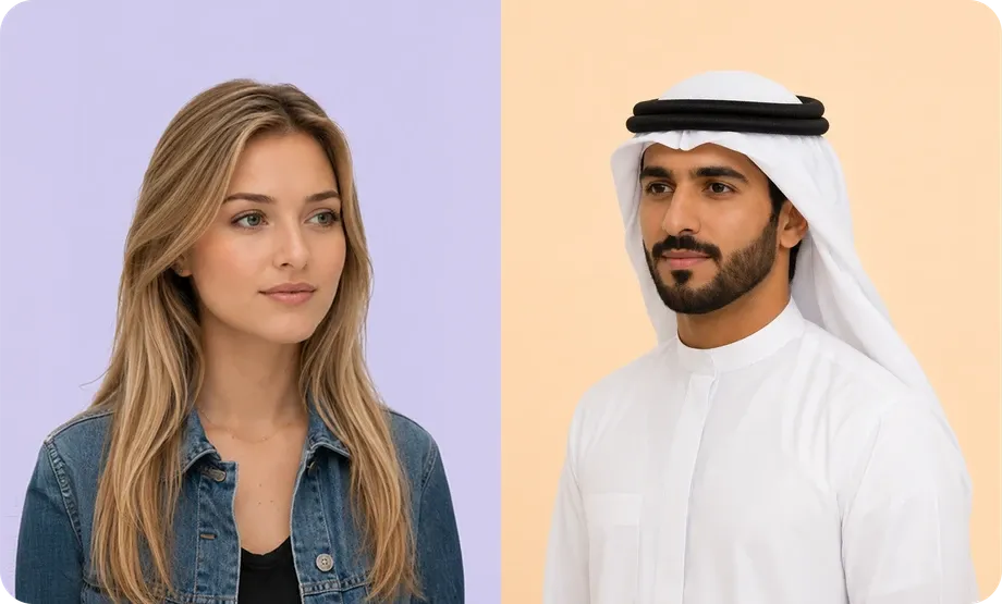 Two people, illustrating a real-life moment